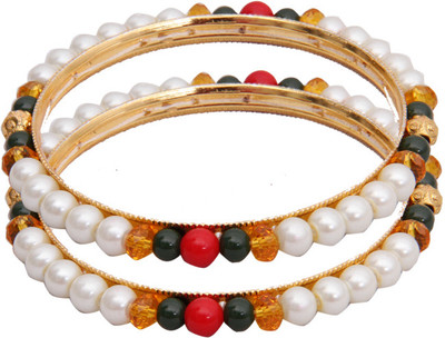 87% OFF on Classique Designer Jewellery Alloy Crystal Rhodium Bangle Set(Pack of 2)