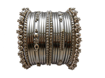 

My Design Alloy Silver Bangle Set(Pack of 20)