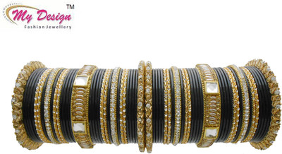 

My Design Lac Gold-plated Chudas(Pack of 66), Black