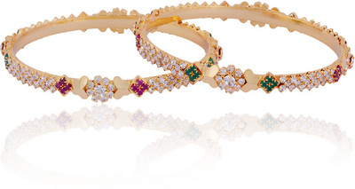 Jewbang Alloy Gold-plated Bangle Set(Pack of 2), Multicolor