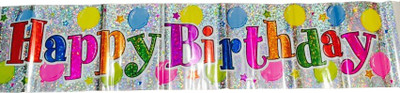 

Funcart Happy Birthday Balloons Holographic Banner(1 ft, Pack of 3)