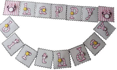 

Funcart Funcart Happy Birthday pink Minnie polka dots letter banner Banner(4 ft, Pack of 1)