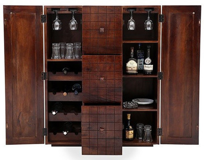 

Ringabell Tipsy Bar Solid Wood Bar Cabinet(Finish Color - Mahogany)