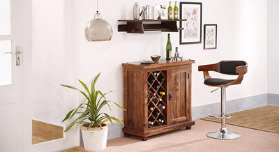 

Urban Ladder Chumley Adjustable Height Swivel Metal Bar Stool(Finish Color - Walnut)