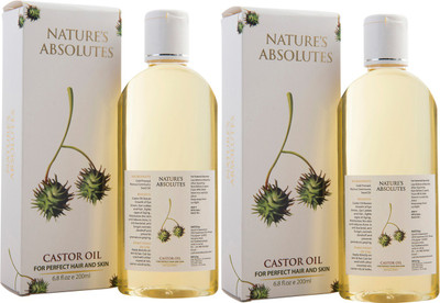 

Nature's Absolutes Nature's Absolutes Organic Castor Carrier Oil - 400 ml - Cold Pressed & Pure Premium Oil With Incredible Benefits For Hair, Skin, Eyelashes, Eyebrows & Nails (2X200 ml)(400 ml)