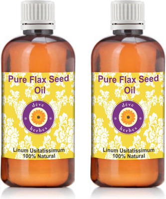 

Deve Herbes Pure Flax Seed Oil - Pack Of Two (100ml + 100ml) Linum Usitatissimum 100% Natural Cold Pressed(200 ml)