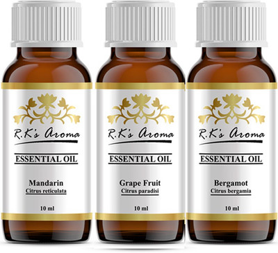 

Rks Aroma Bergamot, Grape Furit & Mandrin Essential Oil (pack of 3)(10 ml)