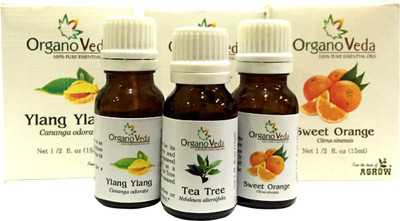 

Organo Veda Combo of Natural Orange + Tea Tree + Ylang Ylang(45 ml)