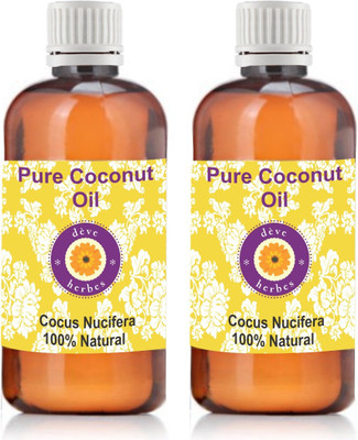 

DèVe Herbes Pure Coconut Oil - Pack Of Two (100ml + 100ml) Cocus Nucifera 100% Natural Cold Pressed(200 ml)