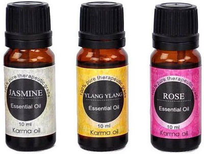 

Karmakara Set of 3, 100% Pure Therapeutic Essential Oils Jasmine Ylang Rose Aroma oil 10ml(10 ml)