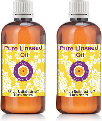 

Deve Herbes Pure Linseed Oil - Pack Of Two (100ml + 100ml) Linum Usitatissimum 100% Natural Cold Pressed(200 ml)