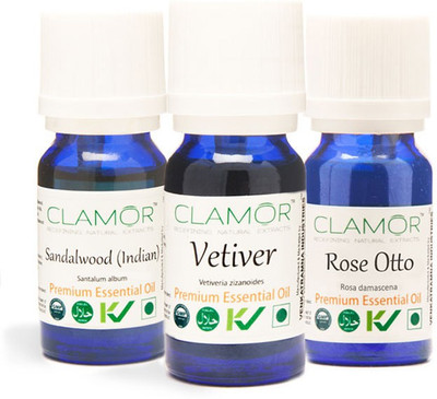 

Clamor Three Divine Oils - Indian Sandalwood, Vetiver & Rose(10 ml)