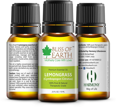 

Bliss of Earth Premium LEMONGRASS (Cymbopogon Citratus) Essential Oil 10ML, 100% Pure & Natural Therapeutic Grade(10 ml)