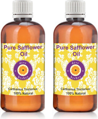 

DèVe Herbes Pure Safflower Oil - Pack Of Two (100ml + 100ml) Carthamus Tinctorius 100% Natural Cold Pressed(200 ml)