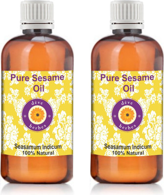 

DèVe Herbes Pure Sesame Oil - Pack Of Two (100ml + 100ml) Sesamum Indicum 100% Natural Cold Pressed(200 ml)