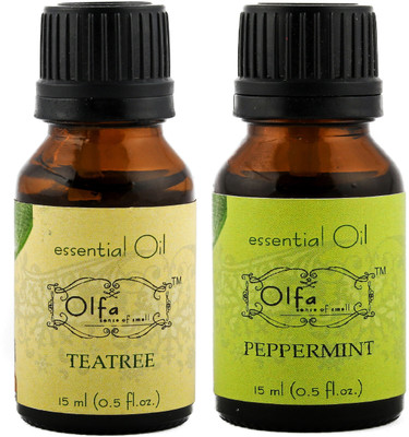

Olfa Tea Tree Essential Oil & Peppermint Essential Oil Combo (Pack Of 2) 15ml+15ml(30 ml)