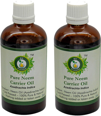 

R V Essential Pure Neem Carrier Oil (100ml+100ml) Pack of Two- Azadirachta Indica(200 ml)
