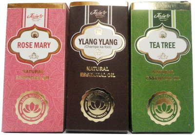 

Jain's Set of 3 Natural Essential Oil (10 ml each) Scent: Rose Mary, Ylang Ylang, Tea Tree(30 ml)