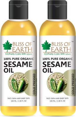 

Bliss of Earth Organic Sesame Oil (2X100ML) Coldpressed & Unrefined(200 ml)