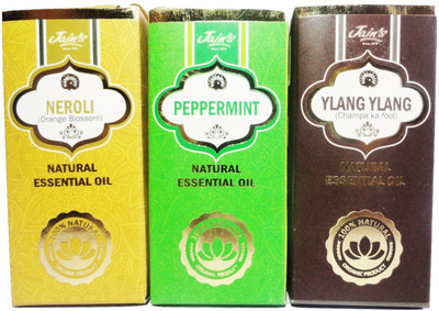 

Jain's Set of 3 Natural Essential Oil (10 ml each) Scent: Neroli, Peeperment, Ylang Ylang(30 ml)