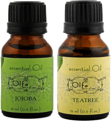 

Olfa Jojoba Essential Oil & Tea Tree Essential Oil Combo (Pack Of 2) 15ml+15ml(30 ml)