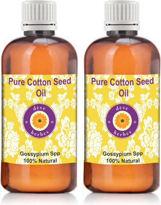 

Deve Herbes Pure Cotton Seed Oil - Pack Of Two (100ml + 100ml) Gossypium Spp 100% Natural Cold Pressed(200 ml)