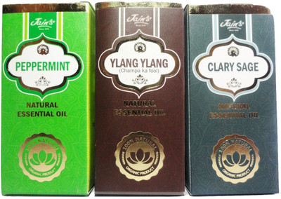

Jain's Set of 3 Natural Essential Oil (10 ml each) Scent: Peppermint, Ylang Ylang, Clary Sage(30 ml)
