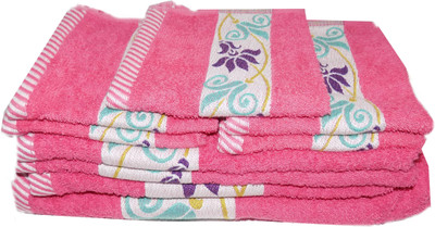 

Trident 9 Piece Cotton Bath Linen Set(Pink, Pack of 9)