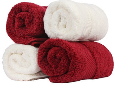 

Earthrosystem 4 Piece Cotton Bath Linen Set(White, Maroon, Pack of 4), Maroon;white