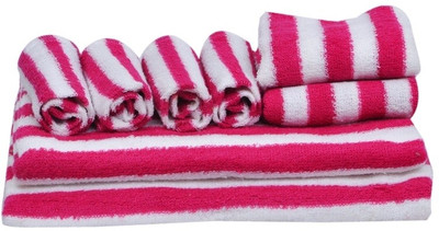 12% OFF on Skumars Love Touch 8 Piece Cotton Bath Linen Set(White, Red, Pack of 8)