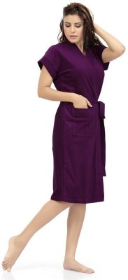ELEVANTO Purple 1 Free Size Bath Robe(Bathrobe, For: Women, Purple 1)