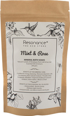 Resonance Mineral Bath Soak (Bathing Salt) in Mint & Rode Essential Oil Himalayan Rock Salt Blends(200 g)