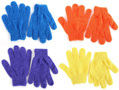 

Sukot 4 Pair Bath Gloves Body Face Skin Sponge Scrubber