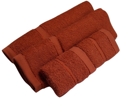 

Snuggle Cotton Terry 400 GSM Hand, Face Towel Set(Pack of 4, Orange)