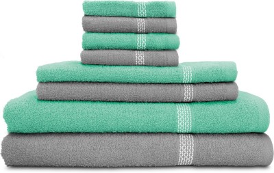 

Swiss Republic Cotton Bath, Hand & Face Towel Set(Pack of 8, Grey, Light Green), Light green;light grey