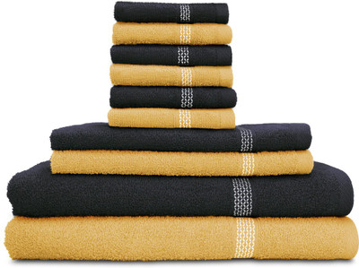 

Swiss Republic Cotton Bath, Hand & Face Towel Set(Pack of 10, Beige, Grey), Dark grey;light brown