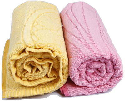 

NKP Cotton 480 GSM Bath Towel Set(Pack of 2, Yellow, Peach), Rose;yellow
