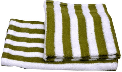 2% OFF on Skumars Love Touch Cotton Set of Towels(Pack of 2, White, Green)