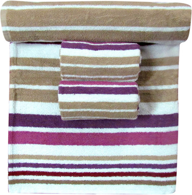 

Bombay Dyeing Cotton 500 GSM Bath, Hand Towel Set(Pack of 3, Red, Brown, Purple)