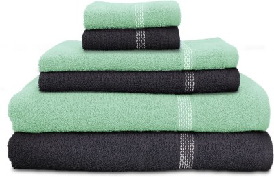 

Swiss Republic Cotton Bath, Hand & Face Towel Set(Pack of 6, Grey, Light Green), Dark grey;light green