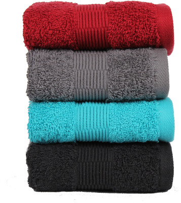 

Casa Copenhagen Cotton 450 GSM Hand Towel(Pack of 4, Multicolor), Black;blue;grey;red