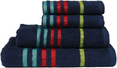 

Casa Copenhagen Cotton 475 GSM Bath, Hand Towel Set(Pack of 4, Blue), Royal blue