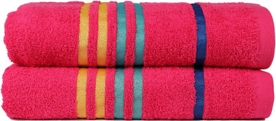 

Casa Copenhagen Cotton 475 GSM Bath Towel Set(Pack of 2, Pink), Hot pink