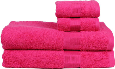 

Casa Basics Cotton 475 GSM Bath, Hand Towel Set(Pack of 4, Pink)