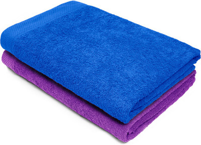 Swiss Republic Cotton 440 GSM Bath Towel Set(Pack of 2, Blue, Purple)