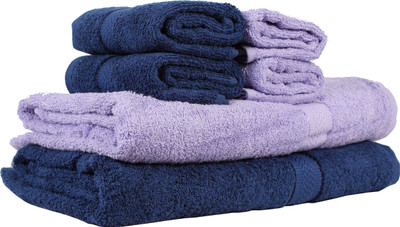 

Trident Cotton GSM Bath Towel Set(Pack of 6, Lavender, Dark Blue), Dark blue;lavender