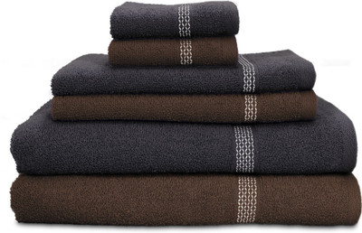 

Swiss Republic Cotton Bath, Hand & Face Towel Set(Pack of 6, Brown, Grey), Dark brown;dark grey
