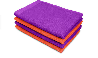 

Swiss Republic Cotton 440 GSM Hand Towel Set(Pack of 4, Purple, Orange), Orange;purple