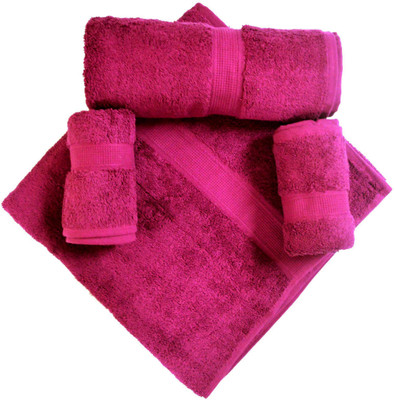 

Bombay Dyeing Cotton 450 GSM Bath, Hand Towel Set(Pack of 4, Maroon)