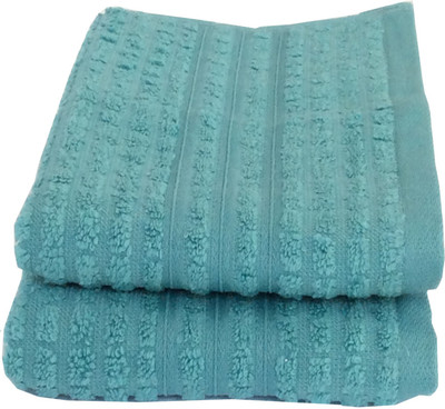 

Lushomes Cotton Terry 401 GSM Hand Towel Set(Pack of 2, Blue), Light blue